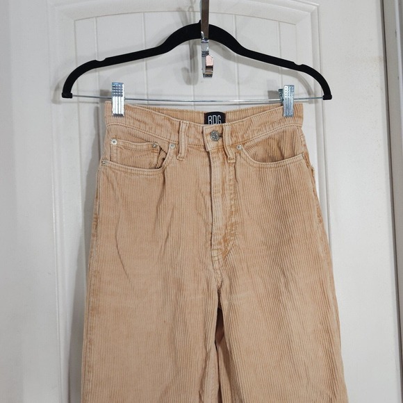 BDG High & Wide Corduroy Pants Womens 24 Light Brown 100% Cotton Pockets Zip - Picture 3 of 13